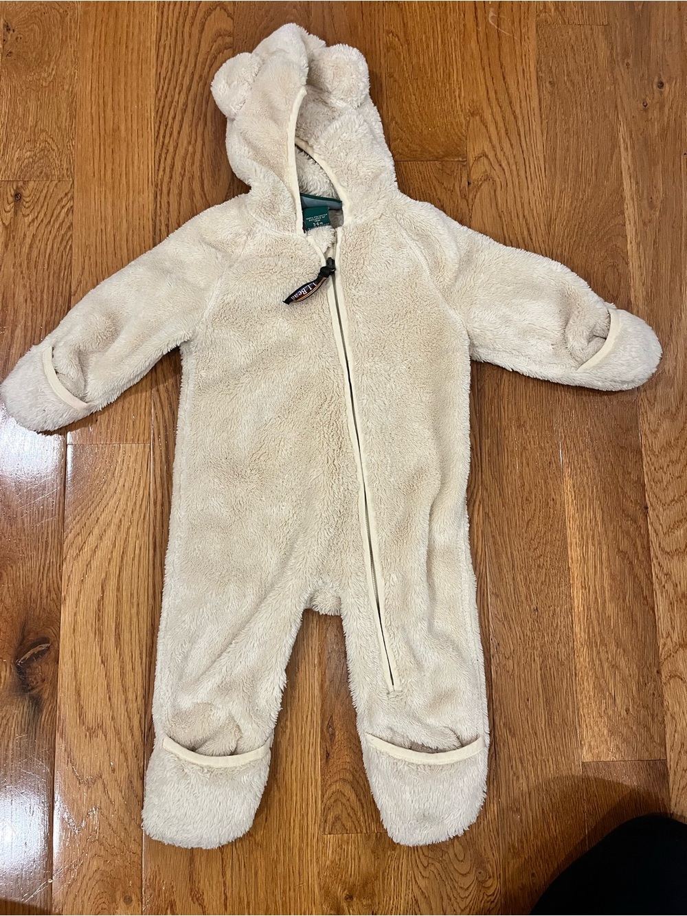 LLBEAN Cozy Cream Baby One-Piece Snowsuit with Bear Ears